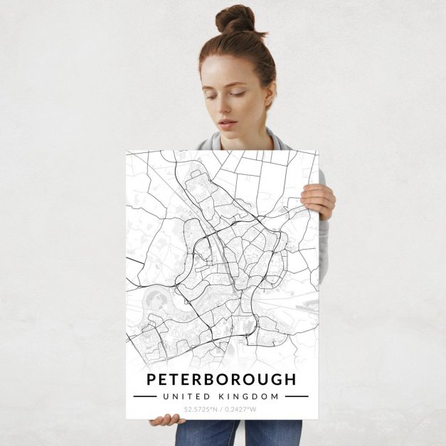 Plakat metalowy Mapa B&W Peterborough L
