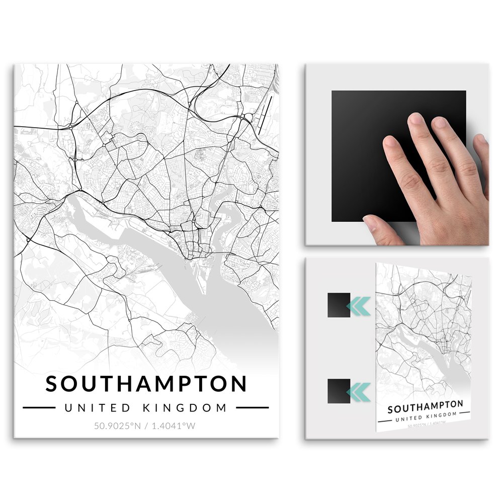 Plakat metalowy Mapa B&W Southampton L