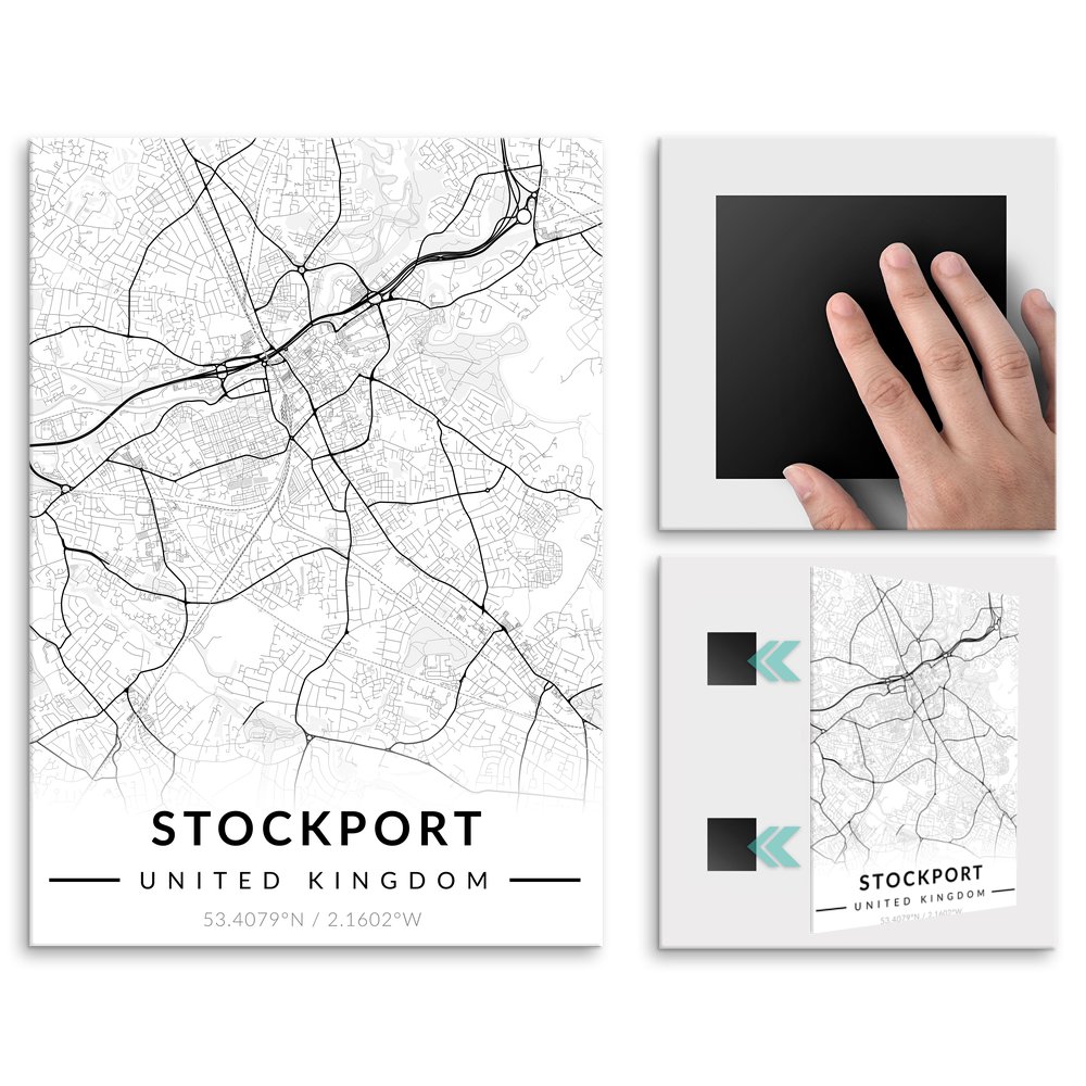 Plakat metalowy Mapa B&W Stockport L