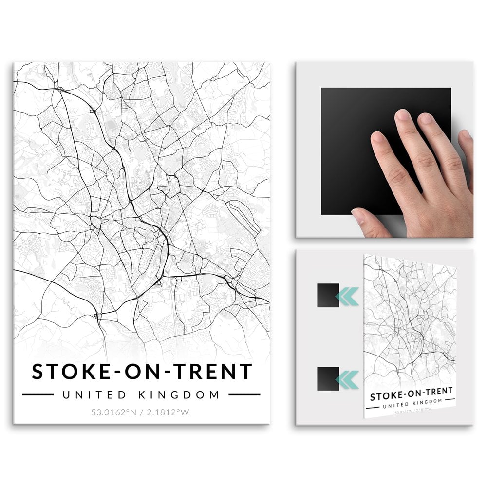 Plakat metalowy Mapa B&W Stoke-on-Trent M