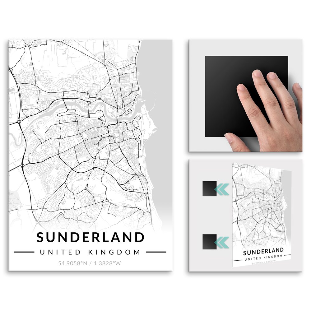 Plakat metalowy Mapa B&W Sunderland M