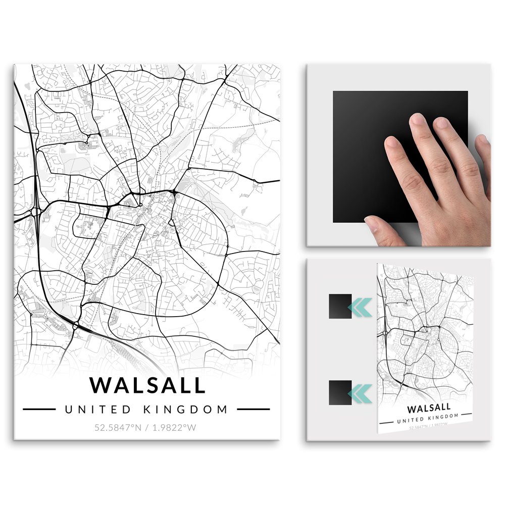 Plakat metalowy Mapa B&W Walsall M