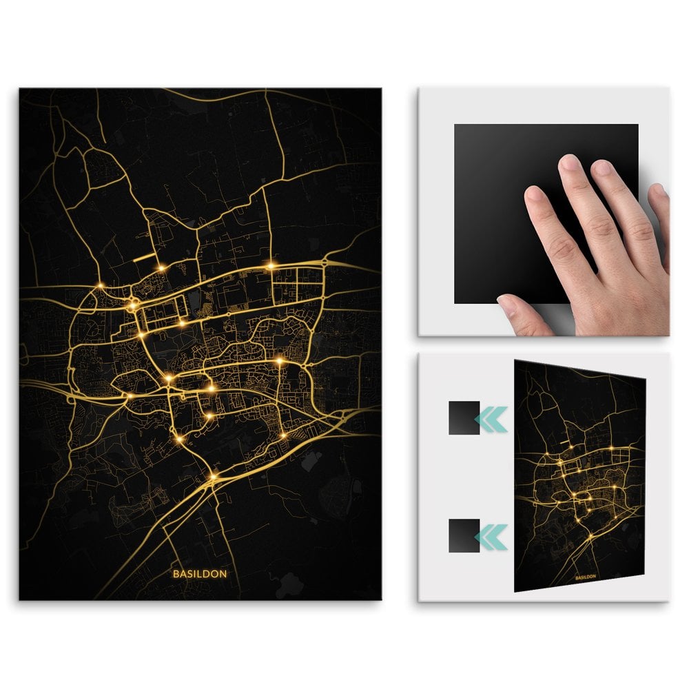 Plakat metalowy Mapa City Lights Basildon L