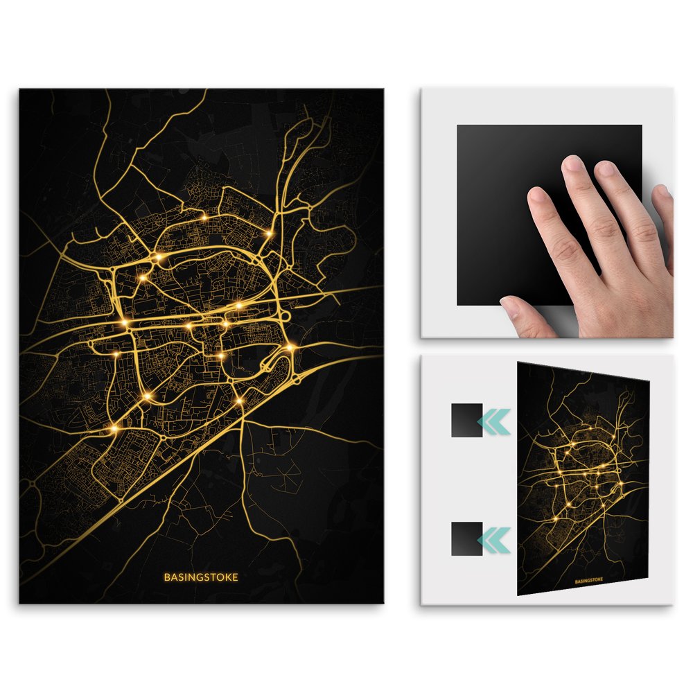 Plakat metalowy Mapa City Lights Basingstoke L