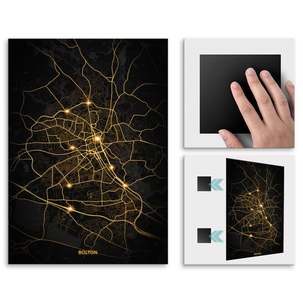Plakat metalowy Mapa City Lights Bolton L