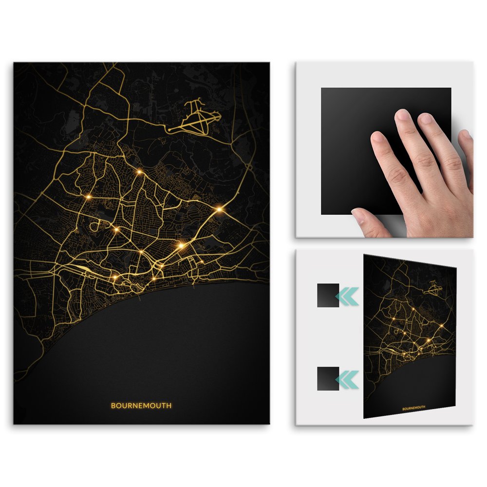 Plakat metalowy Mapa City Lights Bournemouth L
