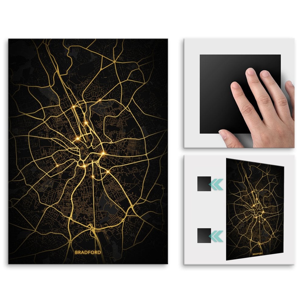 Plakat metalowy Mapa City Lights Bradford L