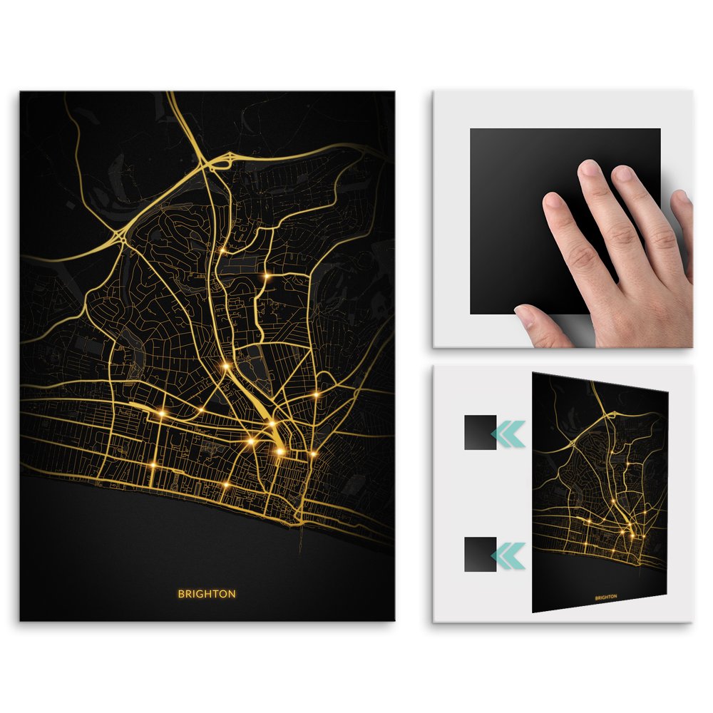 Plakat metalowy Mapa City Lights Brighton M
