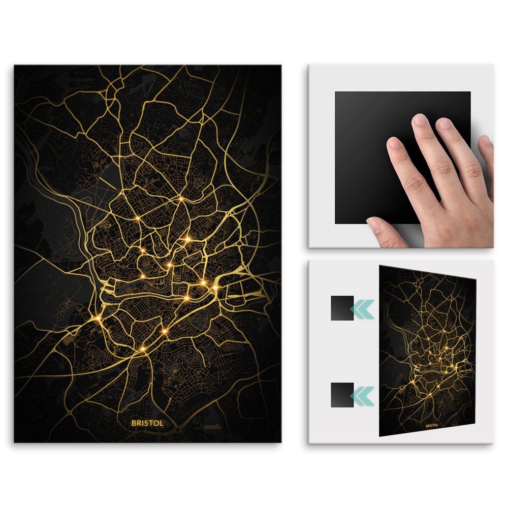 Plakat metalowy Mapa City Lights Bristol M