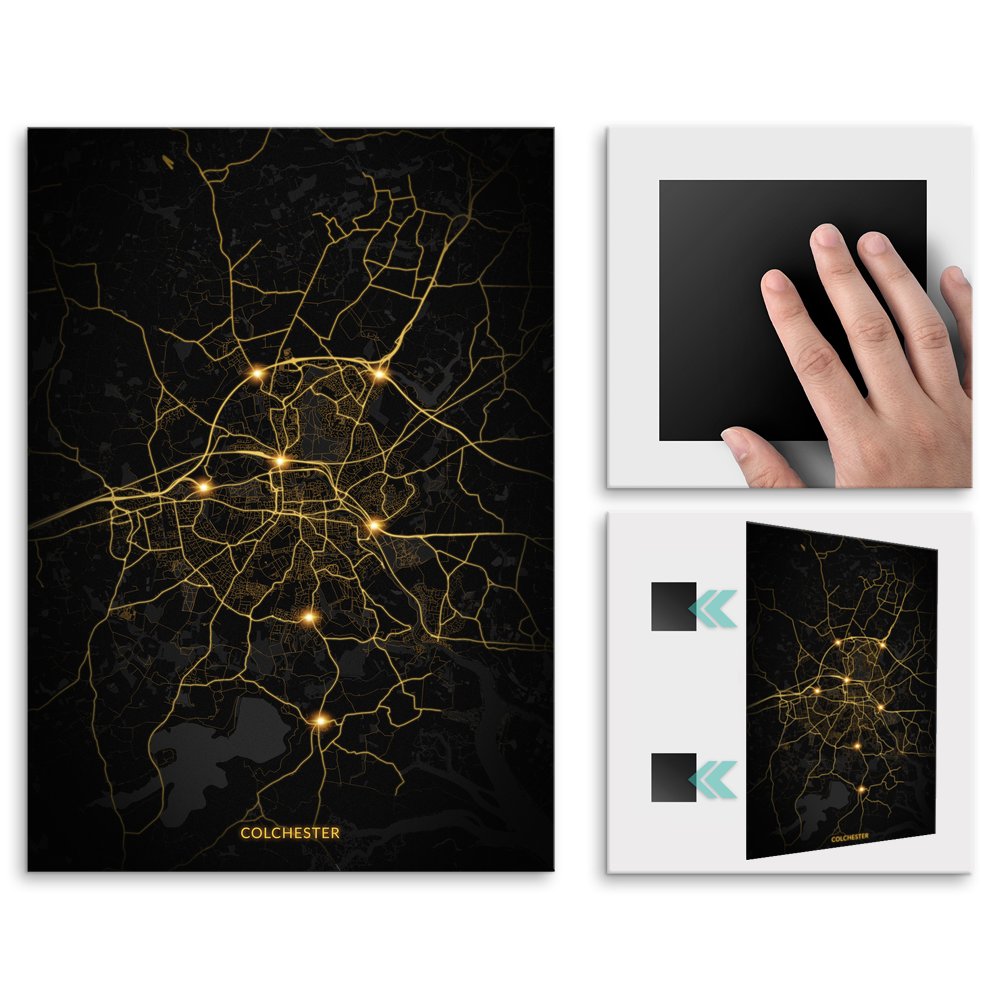 Plakat metalowy Mapa City Lights Colchester L