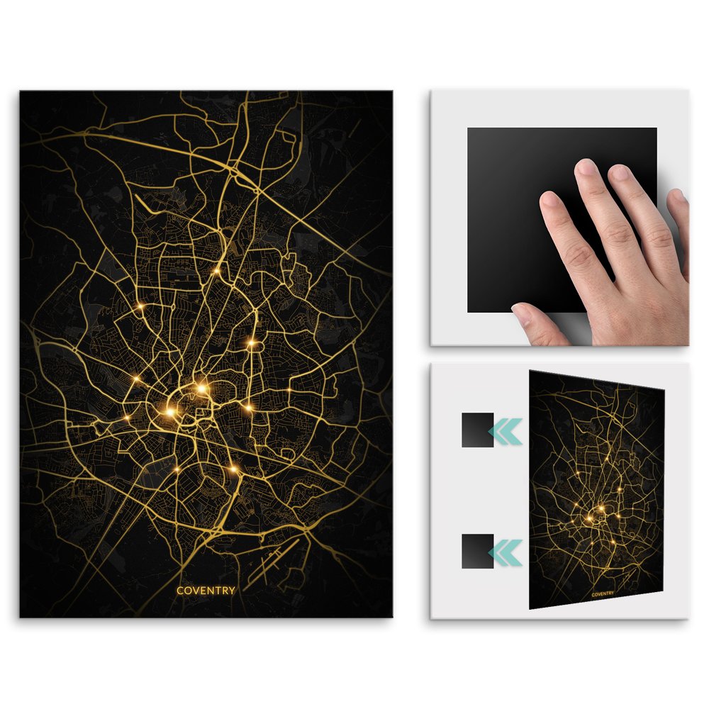 Plakat metalowy Mapa City Lights Coventry M