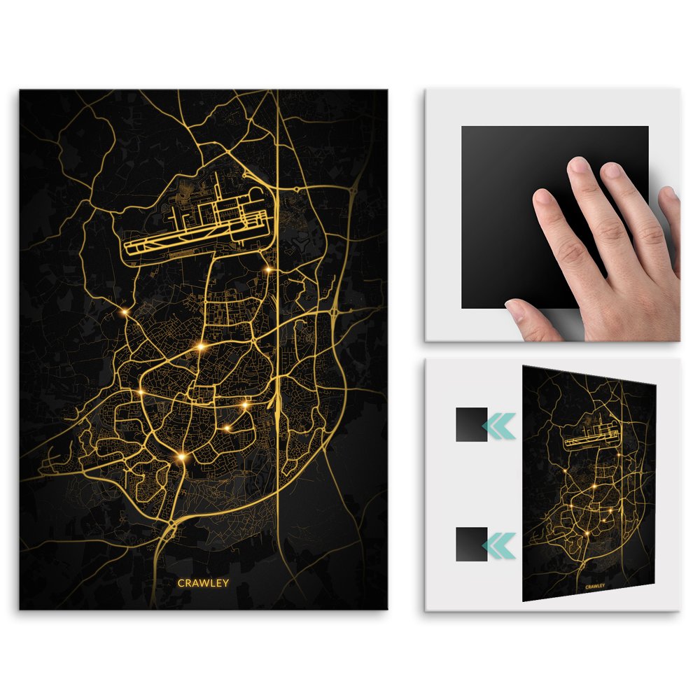 Plakat metalowy Mapa City Lights Crawley M