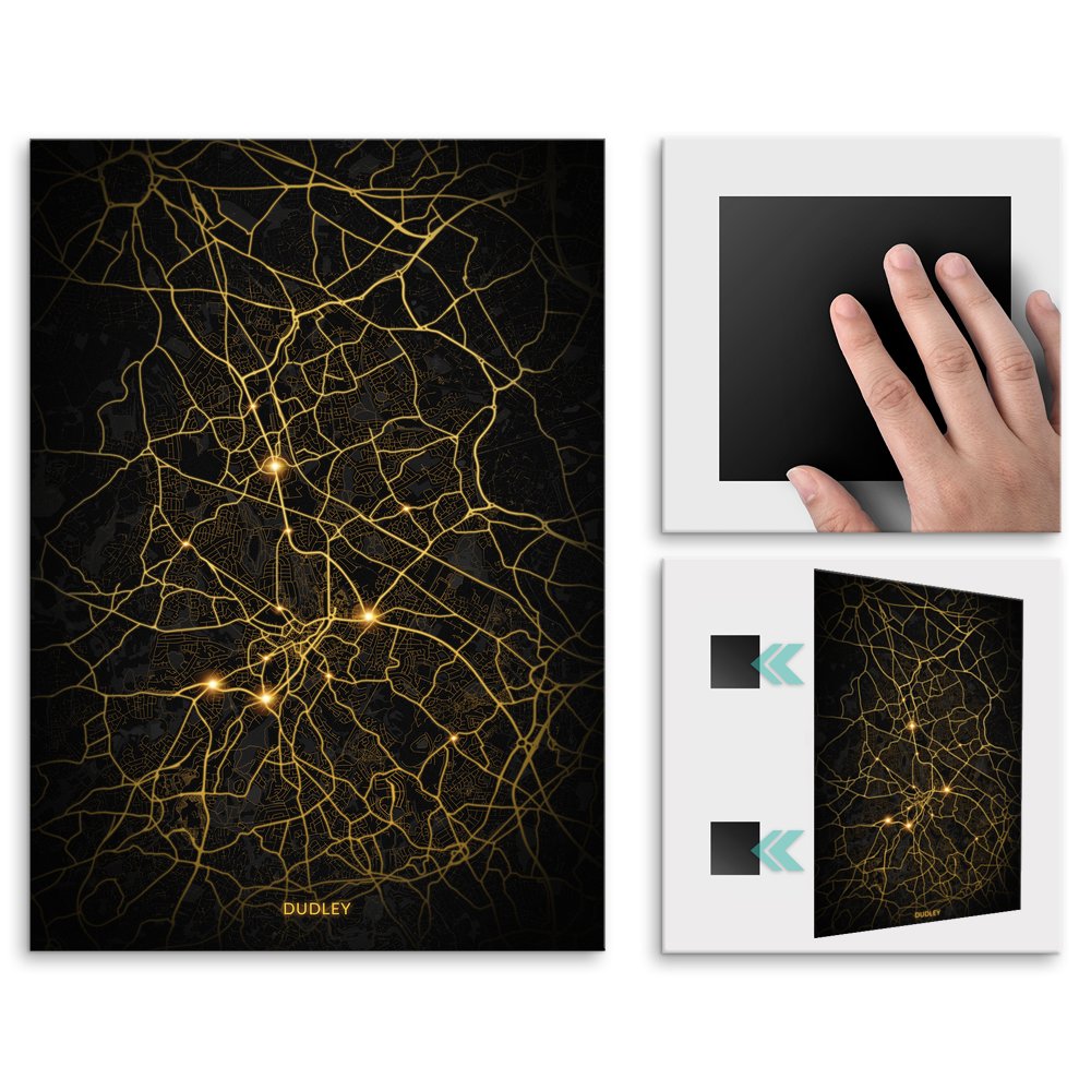 Plakat metalowy Mapa City Lights Dudley L