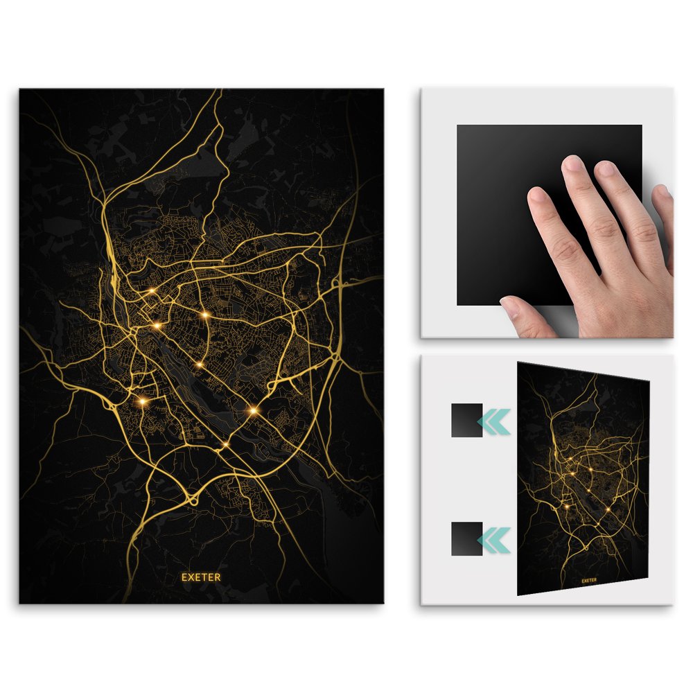 Plakat metalowy Mapa City Lights Exeter M