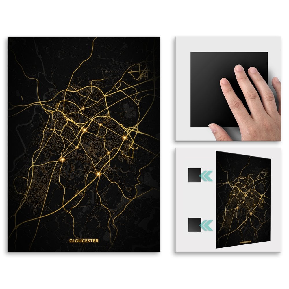 Plakat metalowy Mapa City Lights Gloucester L