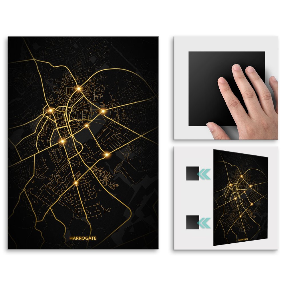 Plakat metalowy Mapa City Lights Harrogate L