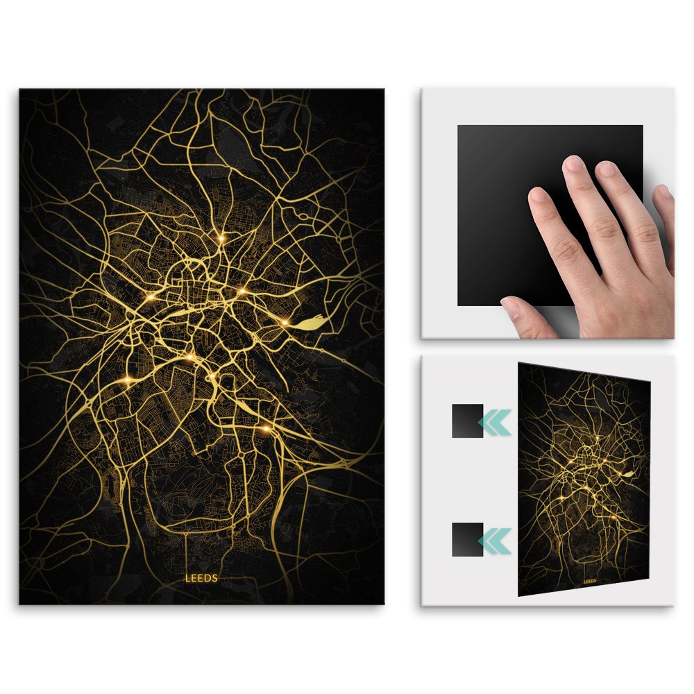 Plakat metalowy Mapa City Lights Leeds M