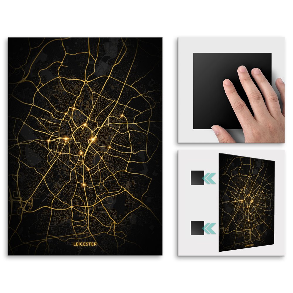 Plakat metalowy Mapa City Lights Leicester L