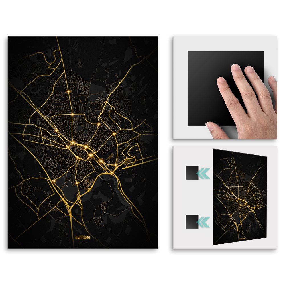 Plakat metalowy Mapa City Lights Luton M
