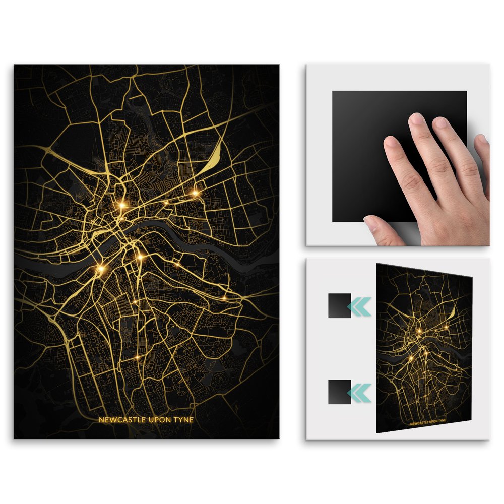 Plakat metalowy Mapa City Lights Newcastle upon Tyne L
