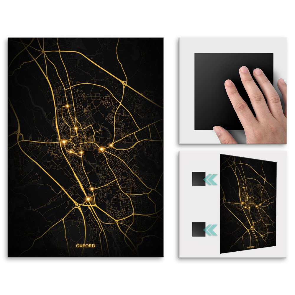 Plakat metalowy Mapa City Lights Oxford L