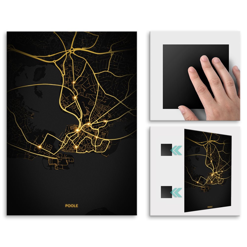 Plakat metalowy Mapa City Lights Poole L