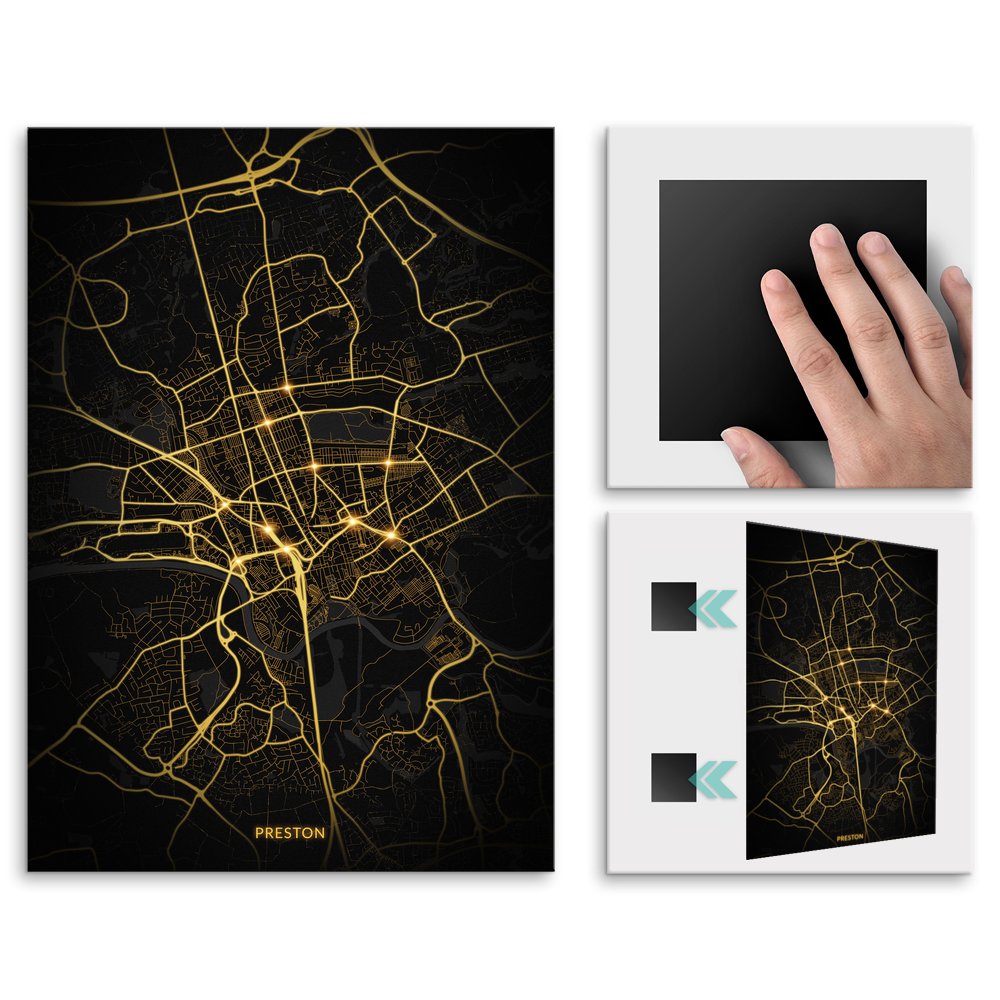 Plakat metalowy Mapa City Lights Preston M