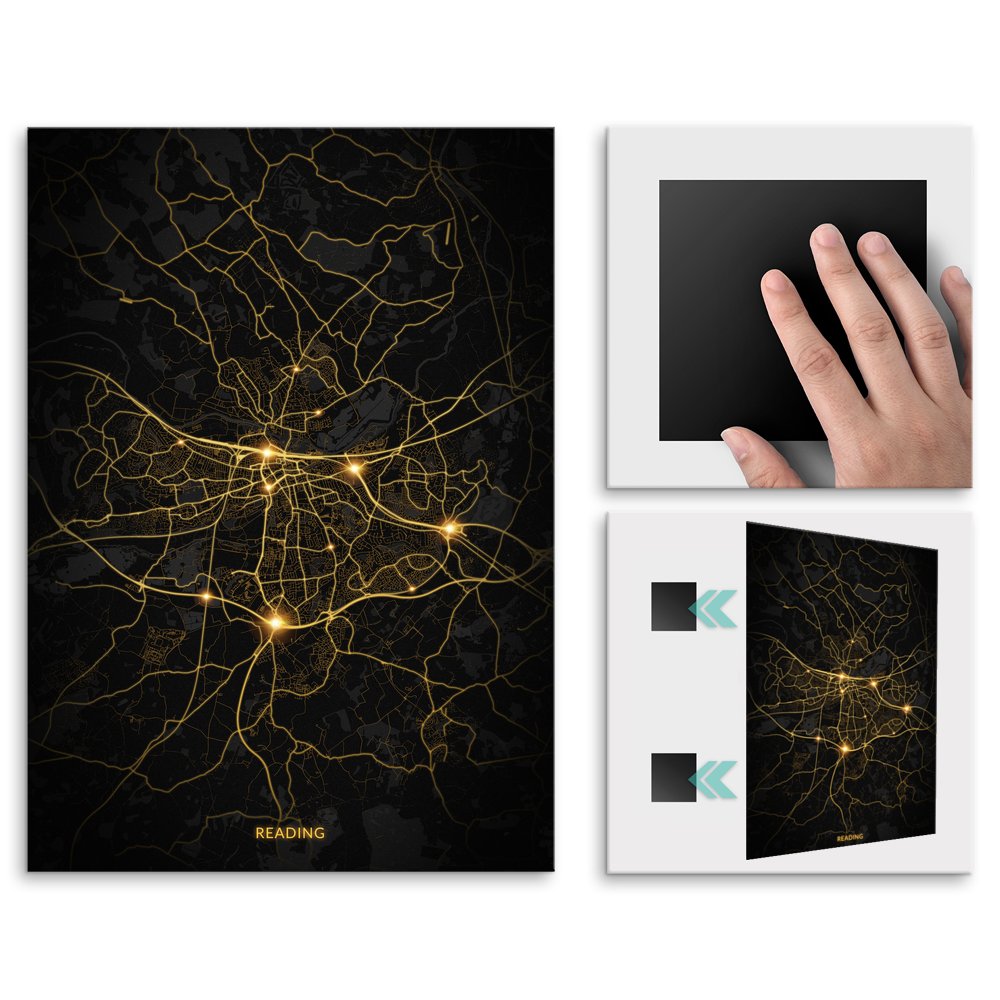 Plakat metalowy Mapa City Lights Reading L