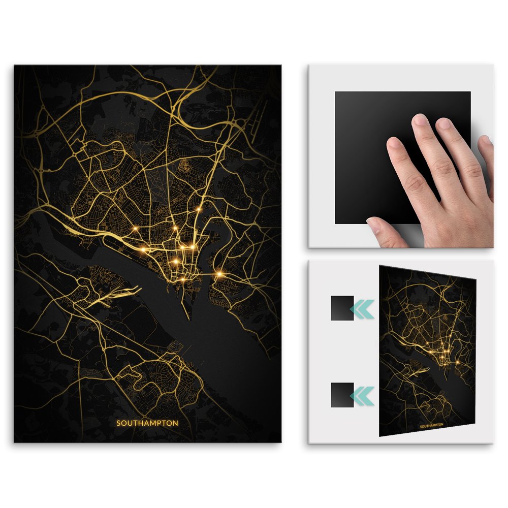 Plakat metalowy Mapa City Lights Southampton L