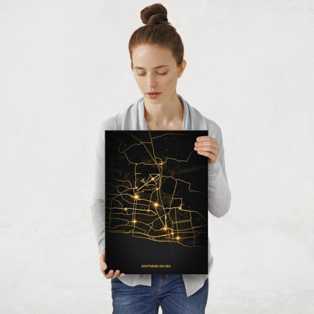 Plakat metalowy Mapa City Lights Southend-on-Sea M