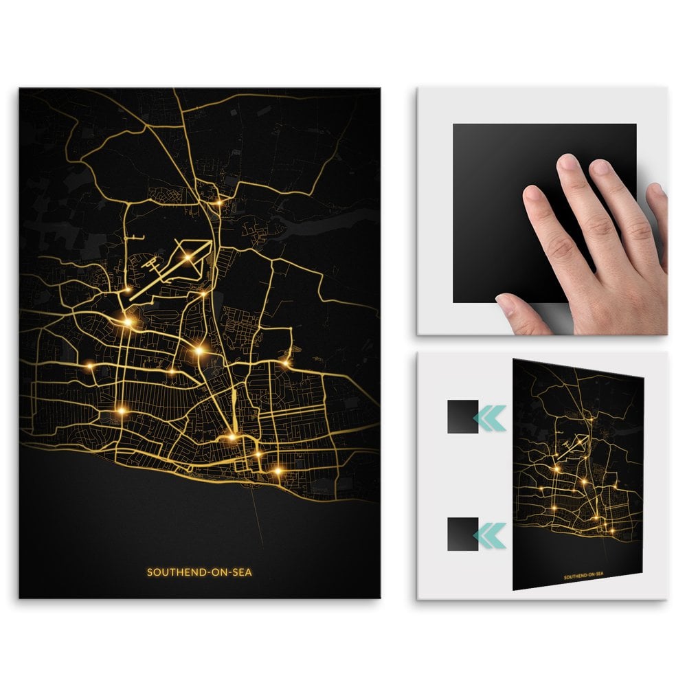 Plakat metalowy Mapa City Lights Southend-on-Sea L