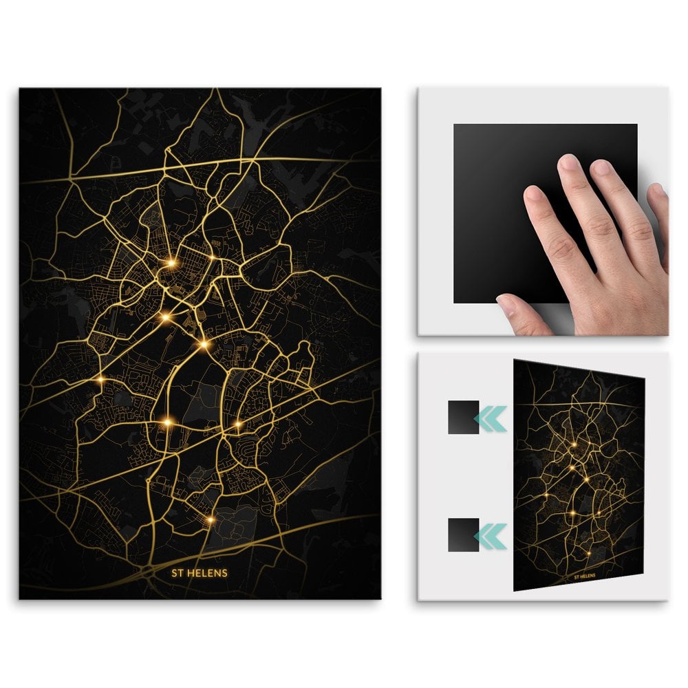 Plakat metalowy Mapa City Lights St Helens L