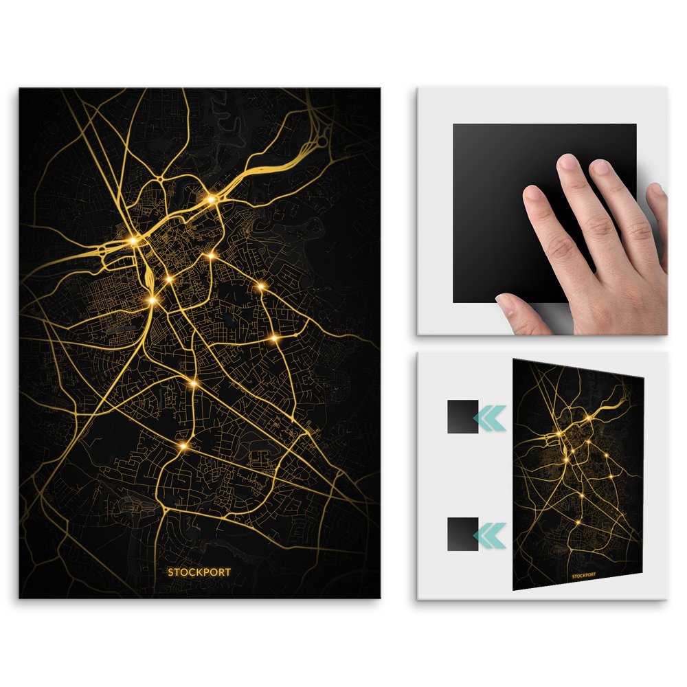 Plakat metalowy Mapa City Lights Stockport L