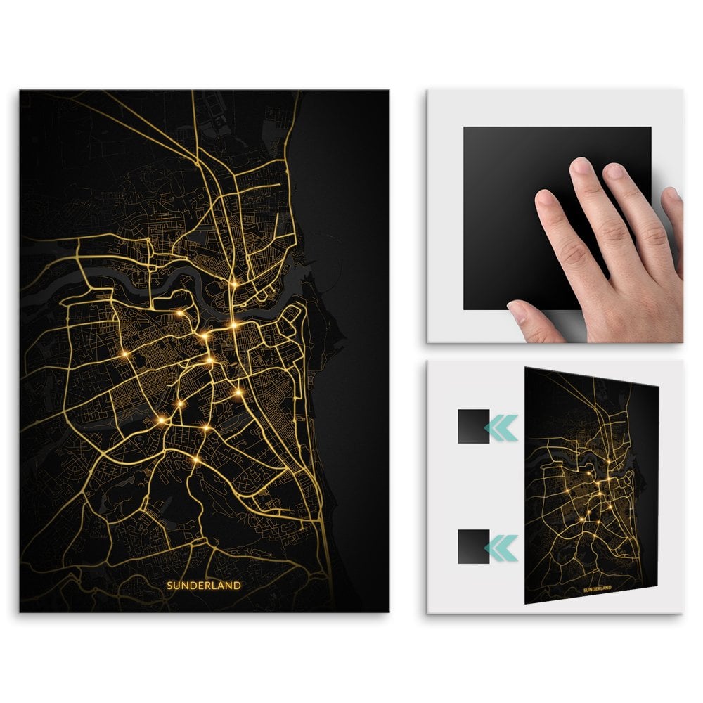 Plakat metalowy Mapa City Lights Sunderland L