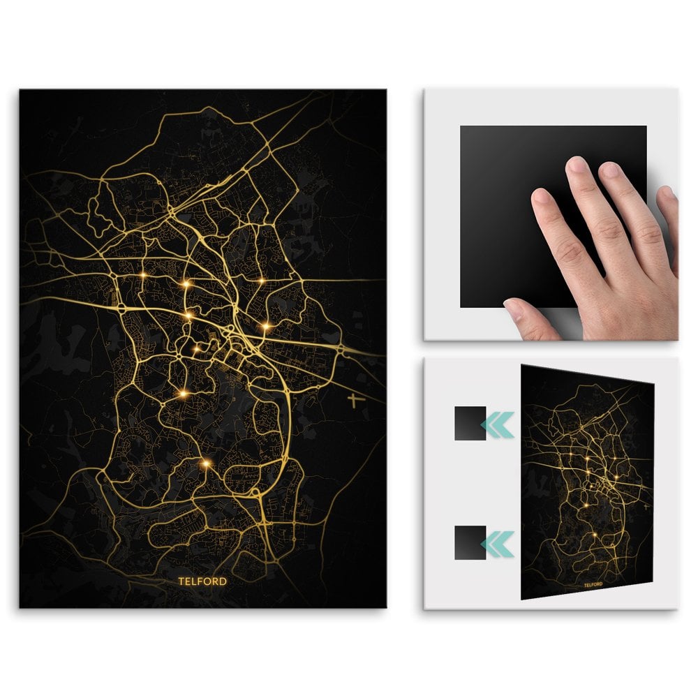 Plakat metalowy Mapa City Lights Telford M