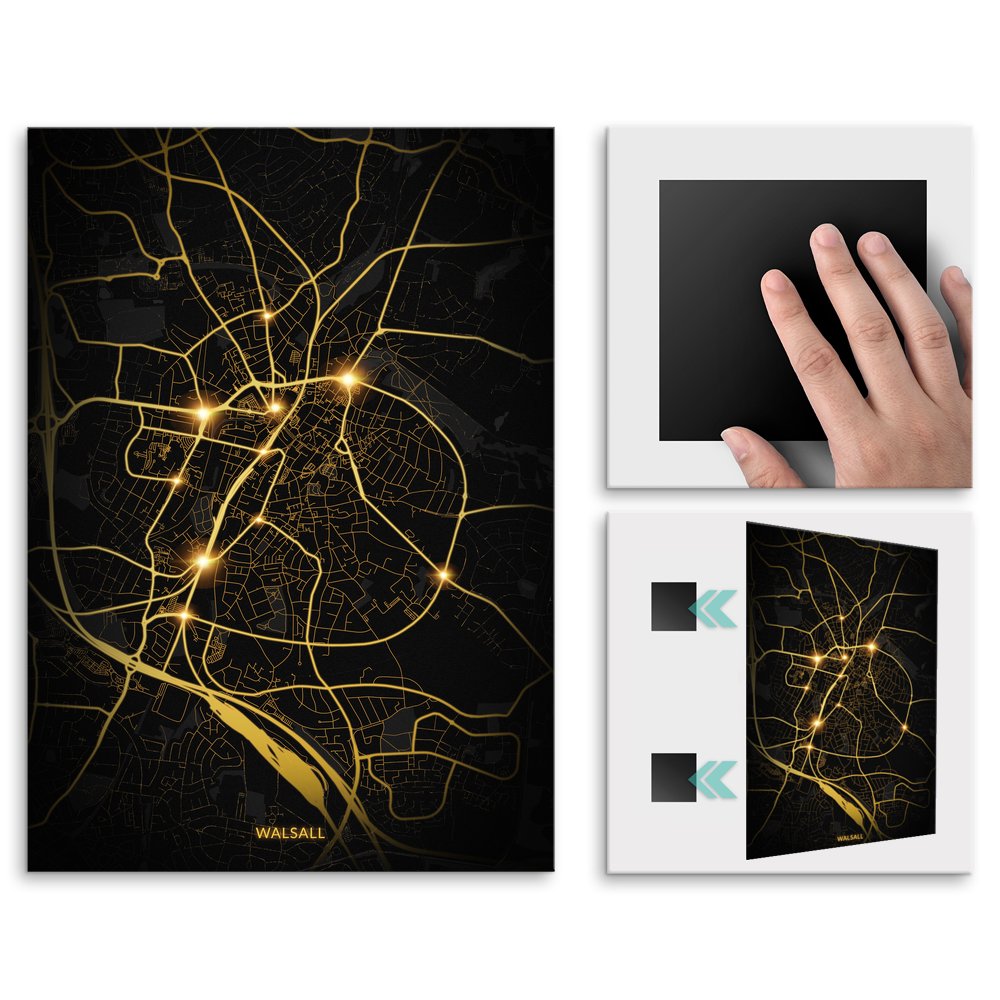 Plakat metalowy Mapa City Lights Walsall M
