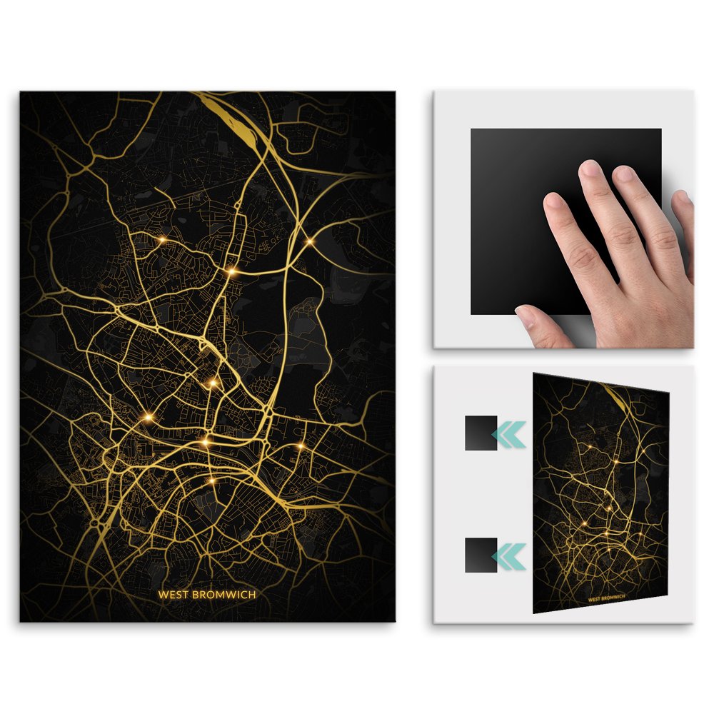 Plakat metalowy Mapa City Lights West Bromwich M