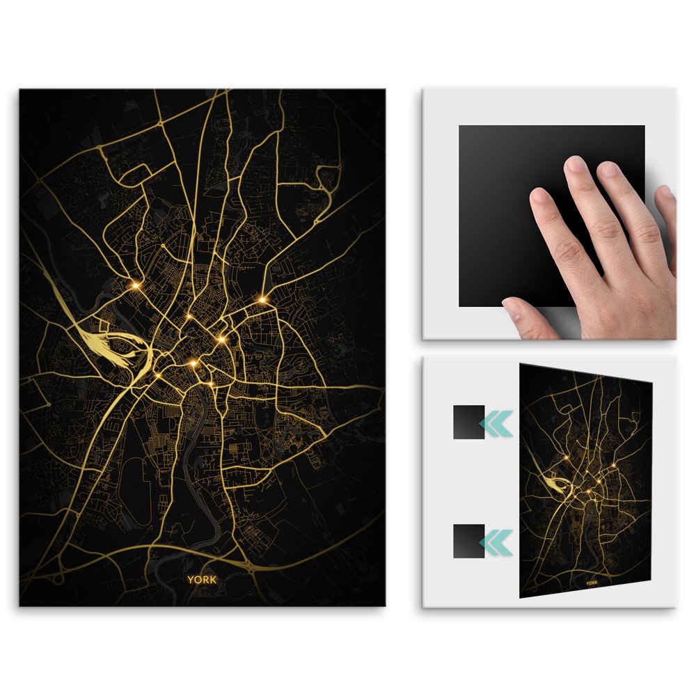 Plakat metalowy Mapa City Lights York M