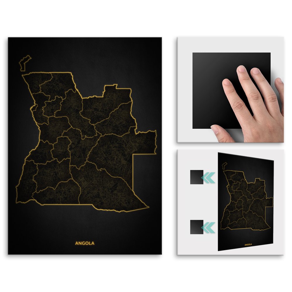 Plakat metalowy Mapa City Lights Angola M