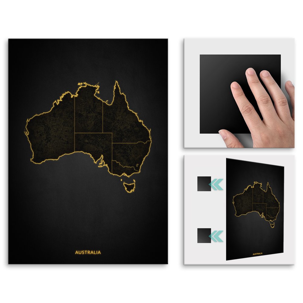 Plakat metalowy Mapa City Lights Australia M