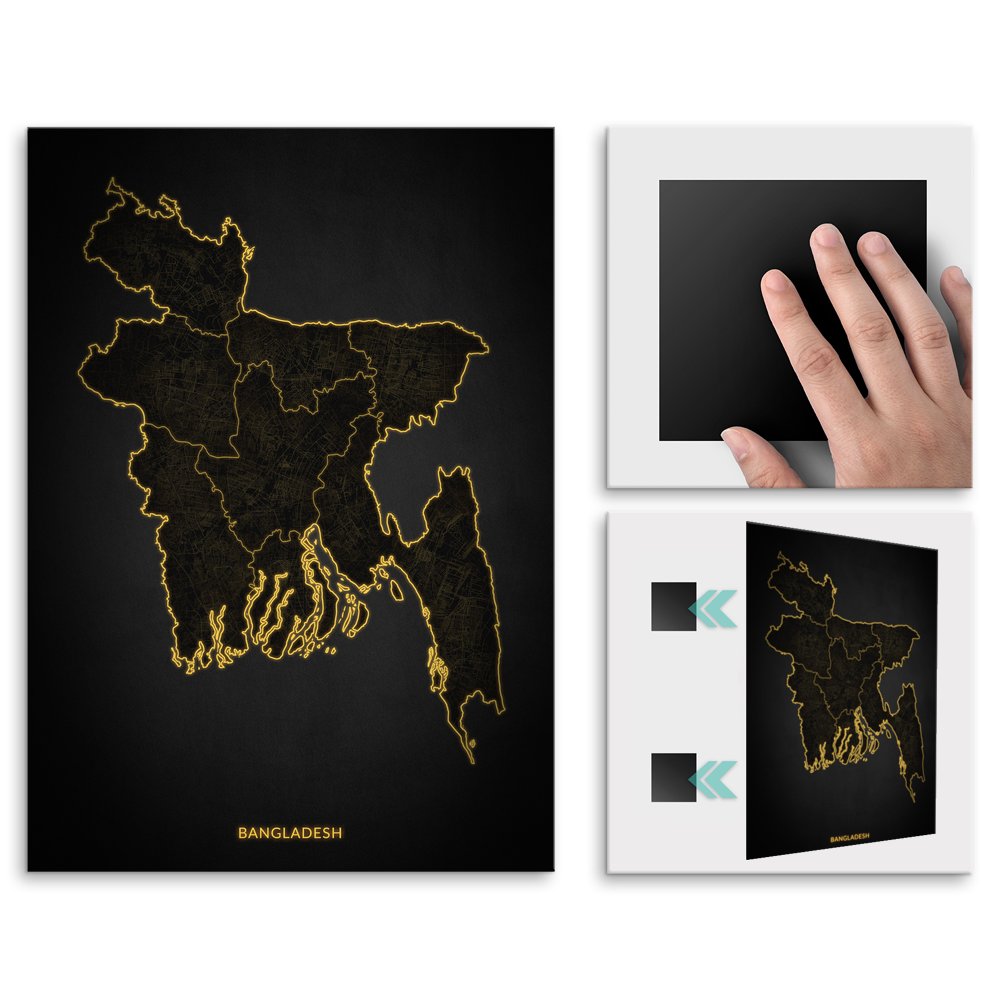 Plakat metalowy Mapa City Lights Bangladesz M