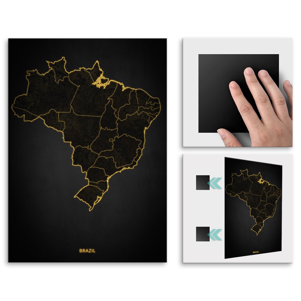 Plakat metalowy Mapa City Lights Brazylia M