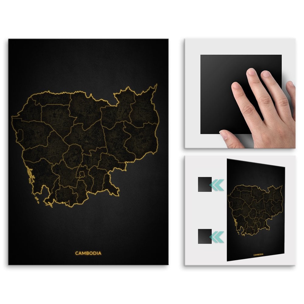 Plakat metalowy Mapa City Lights Kamboda L