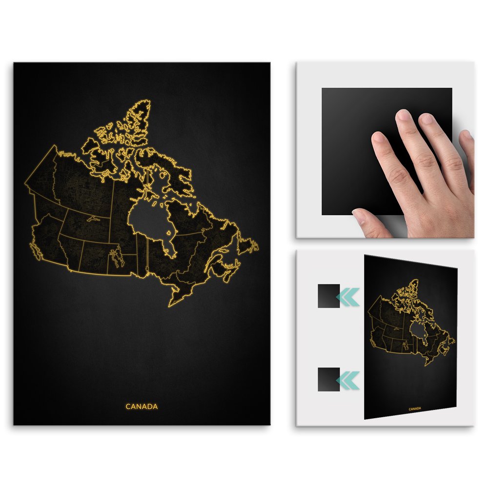 Plakat metalowy Mapa City Lights Kanada M