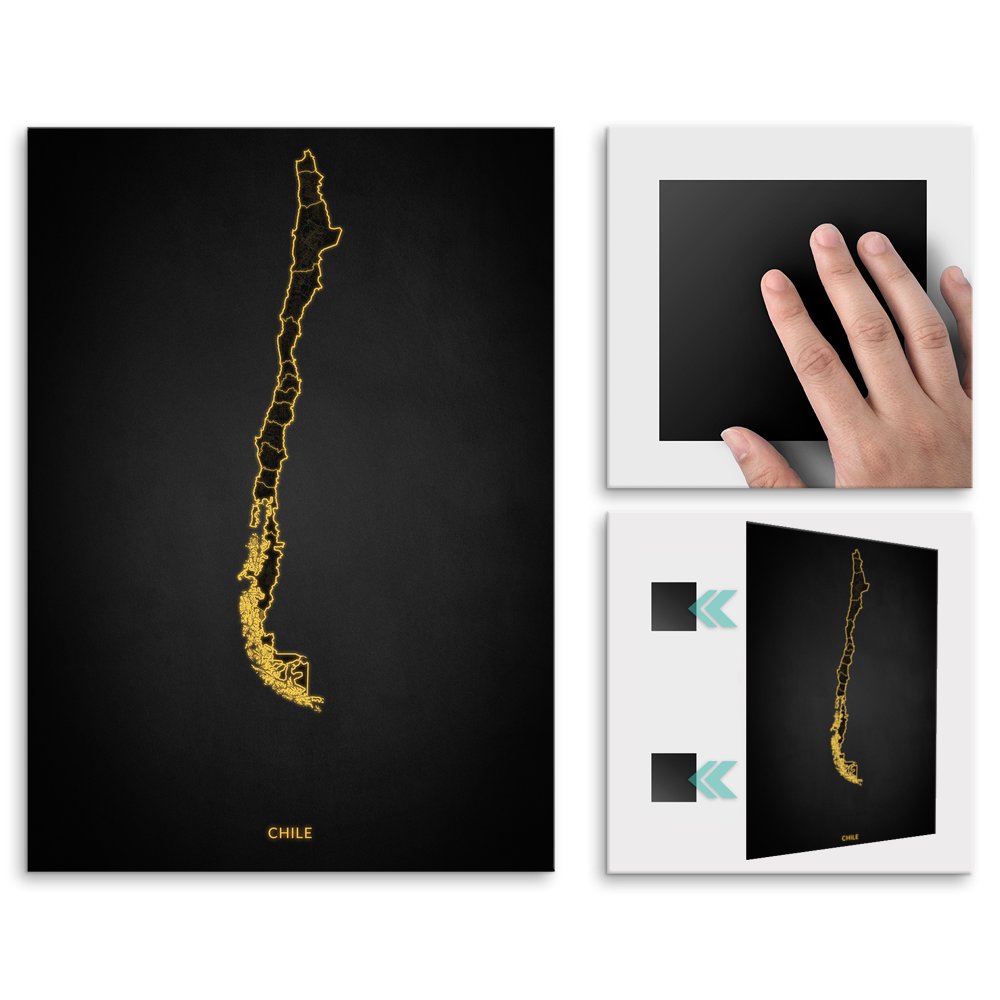 Plakat metalowy Mapa City Lights Chile L