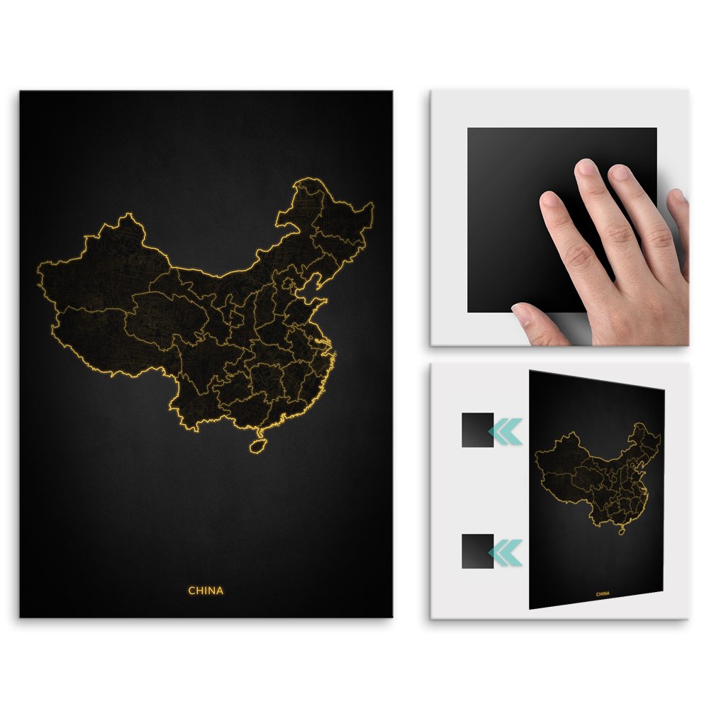 Plakat metalowy Mapa City Lights Chiny L