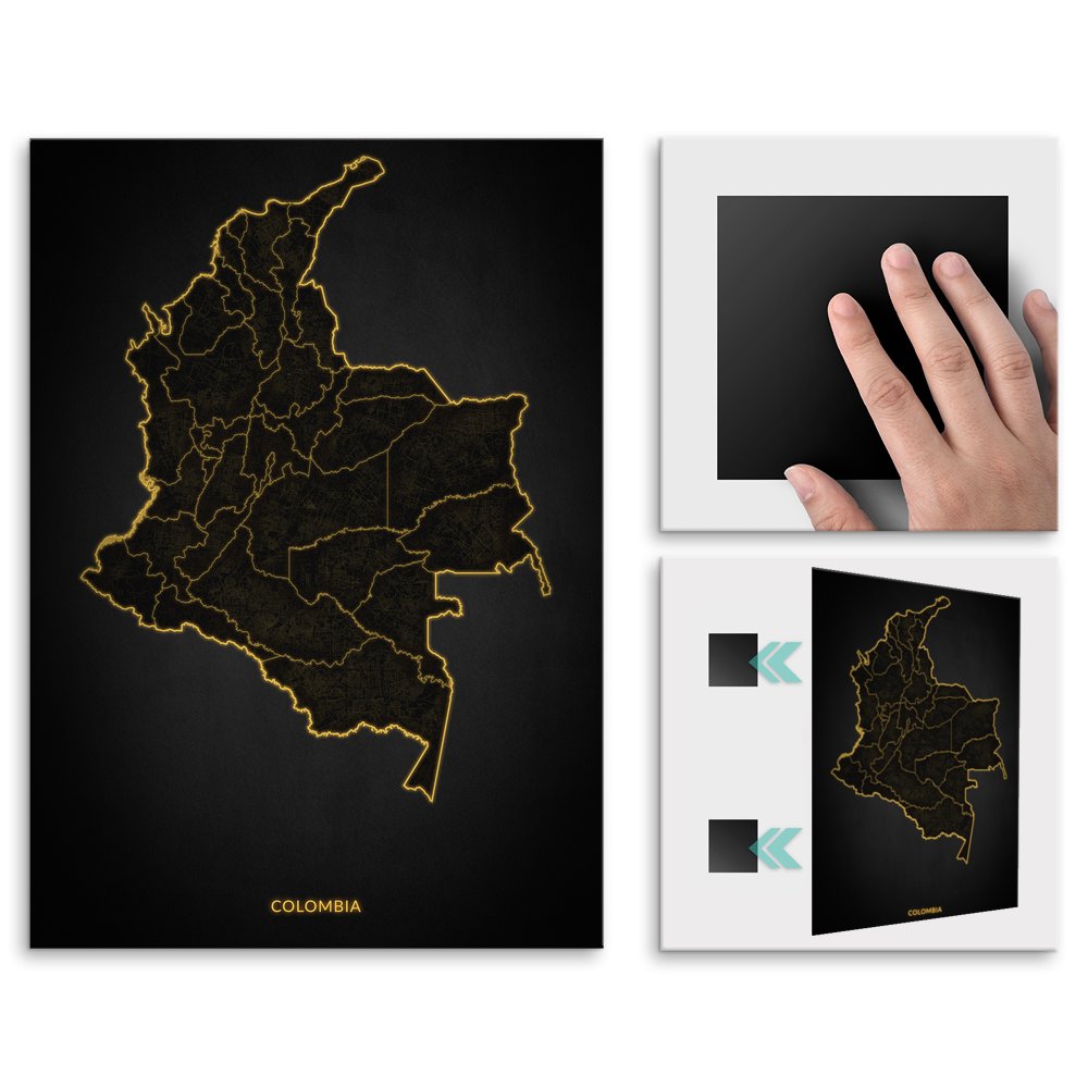 Plakat metalowy Mapa City Lights Kolumbia M