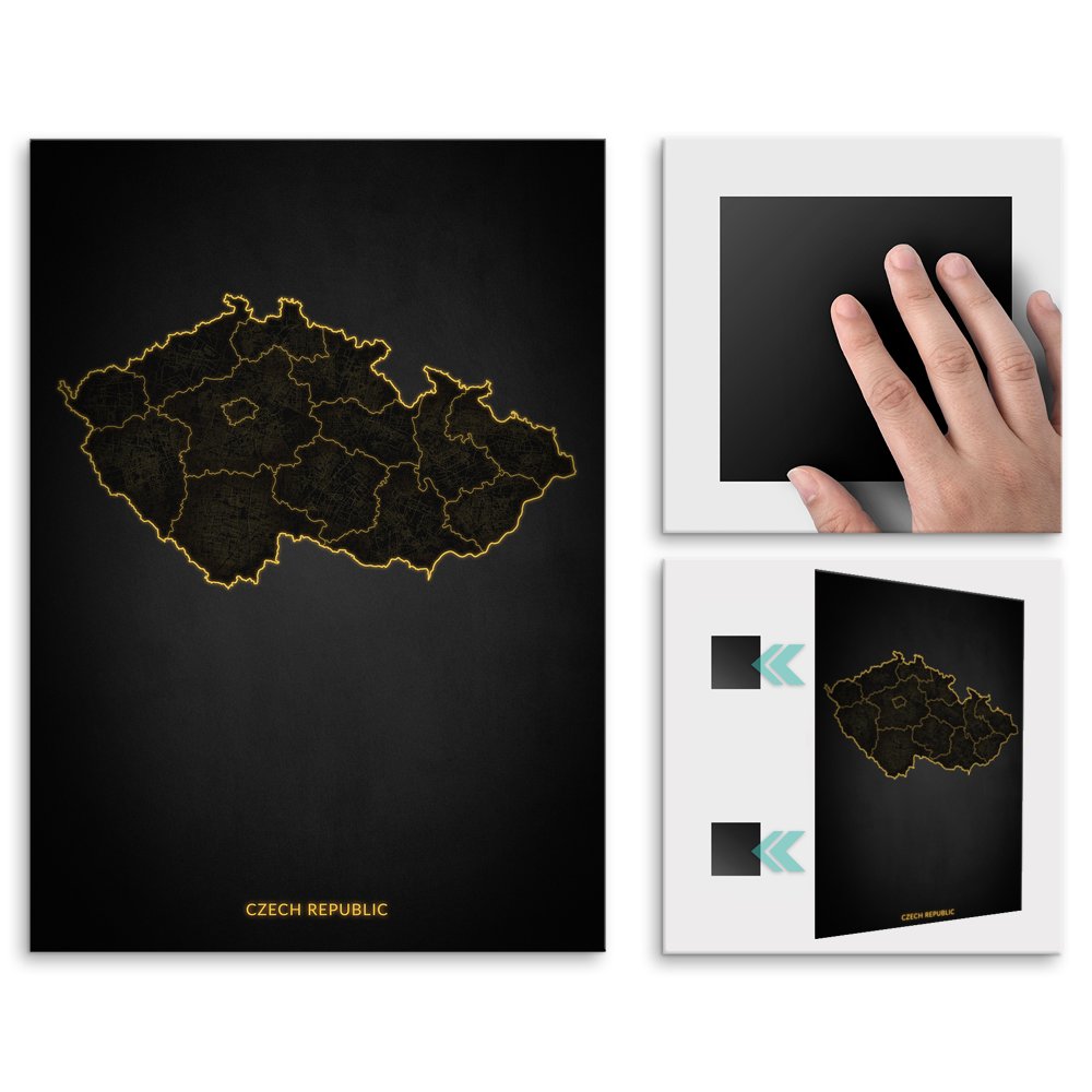 Plakat metalowy Mapa City Lights Czechy L