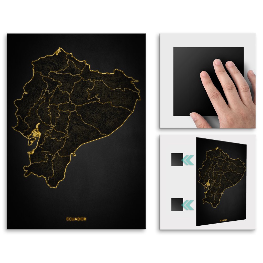 Plakat metalowy Mapa City Lights Ekwador L