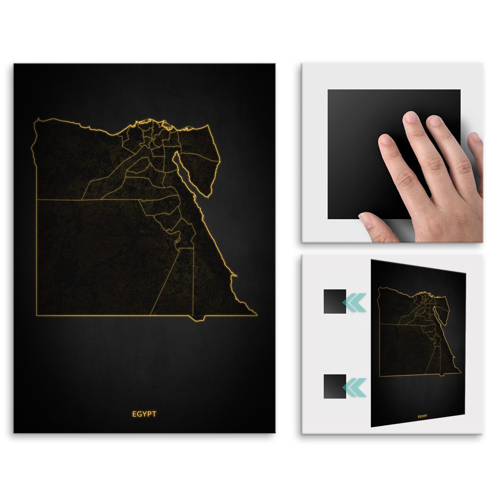 Plakat metalowy Mapa City Lights Egipt M